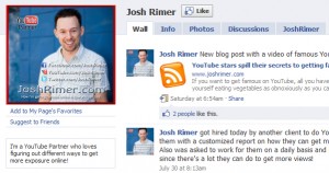 Screenshot of the Josh Rimer Facebook Like page 